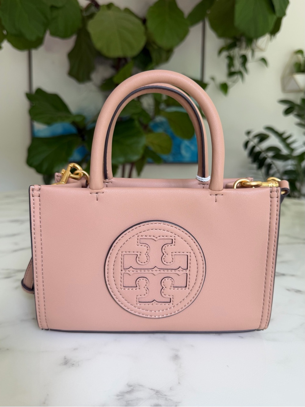 NWT Tory Burch MINI ELLA Bio Tote Bag in Light Sand Beige Tan Crossbody